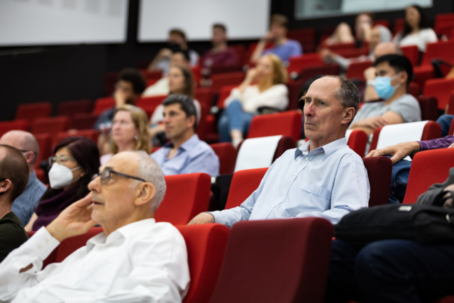 Audience members at 'The Secrets of Pi'. University of Sydney mathematics Professor Gus Lehrer (front row)