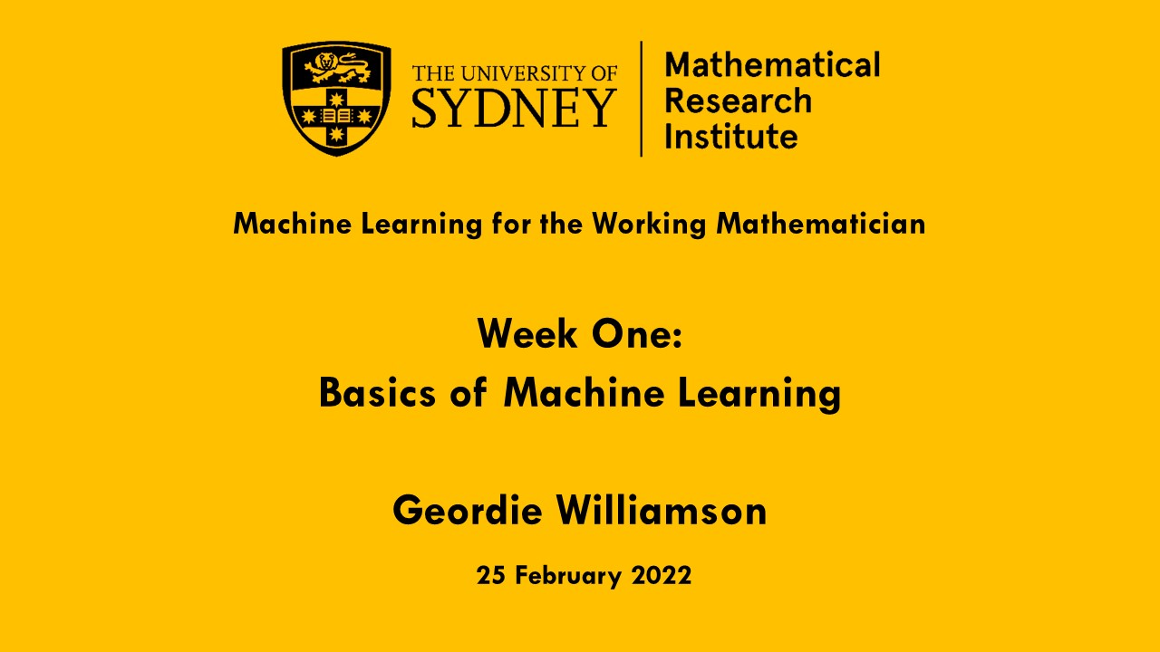 MLWM course week one